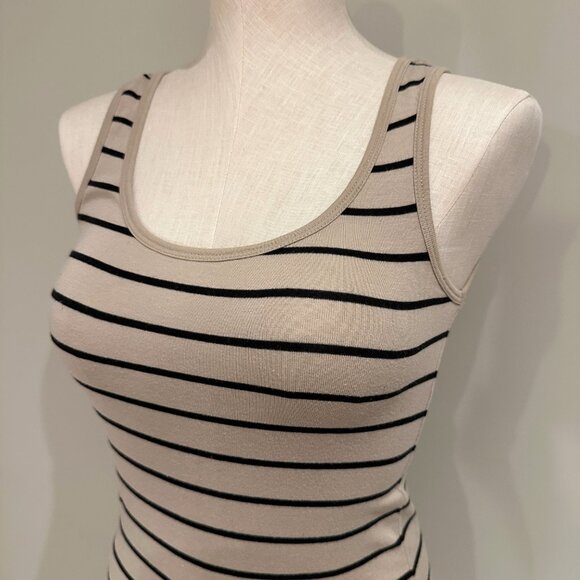 Cynthia Rowley Tank Top Beige Womens Size M Striped - Picture 2 of 6
